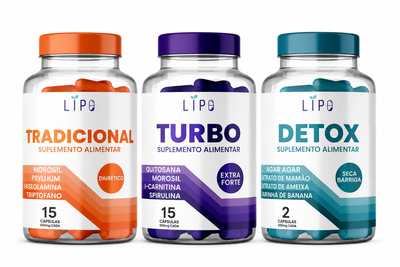 Kit 15 Turbo + 15 Tradicional + 2 Detox